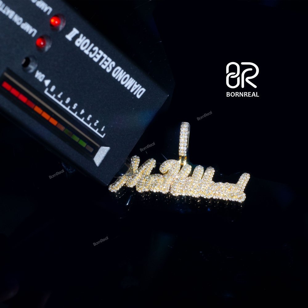 Custom Full Iced Out Trendy Name 925 Silver Moissanite Pendant