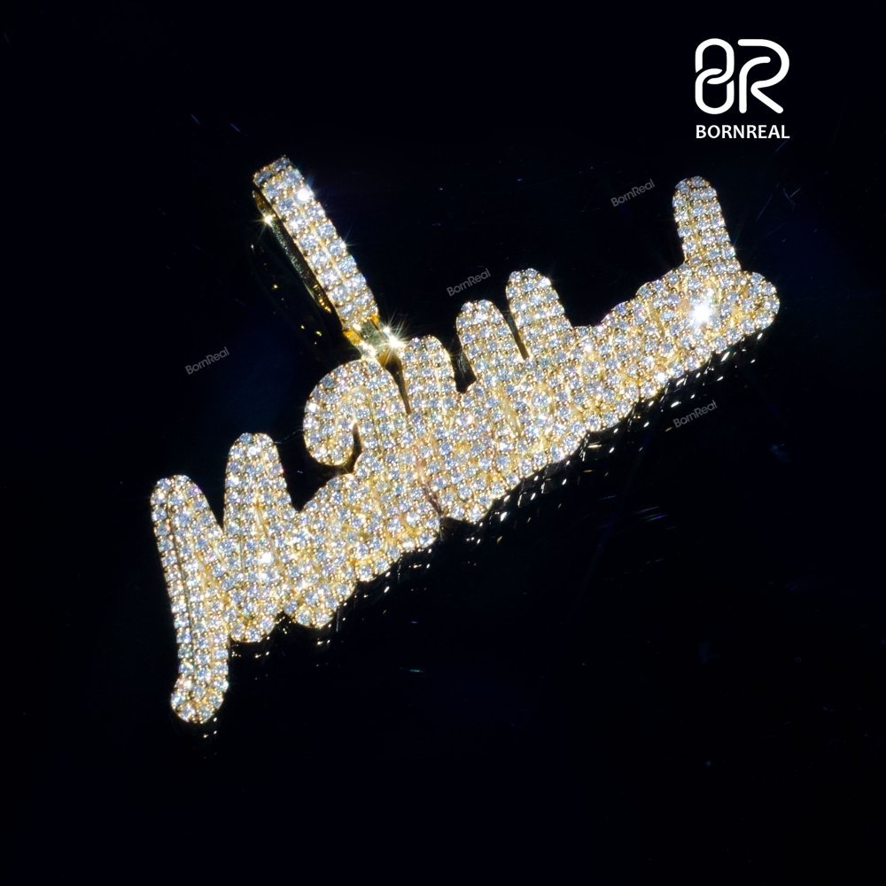 Custom Full Iced Out Trendy Name 925 Silver Moissanite Pendant