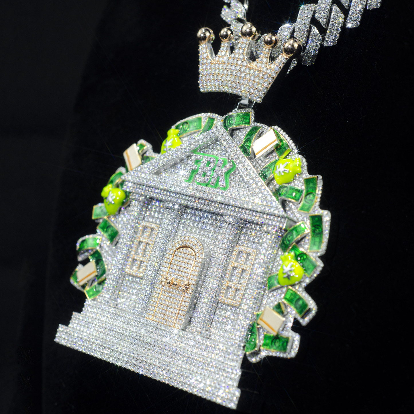 Custom Moissanite "House" Hip Hop Chain Enamel Logo Pendant