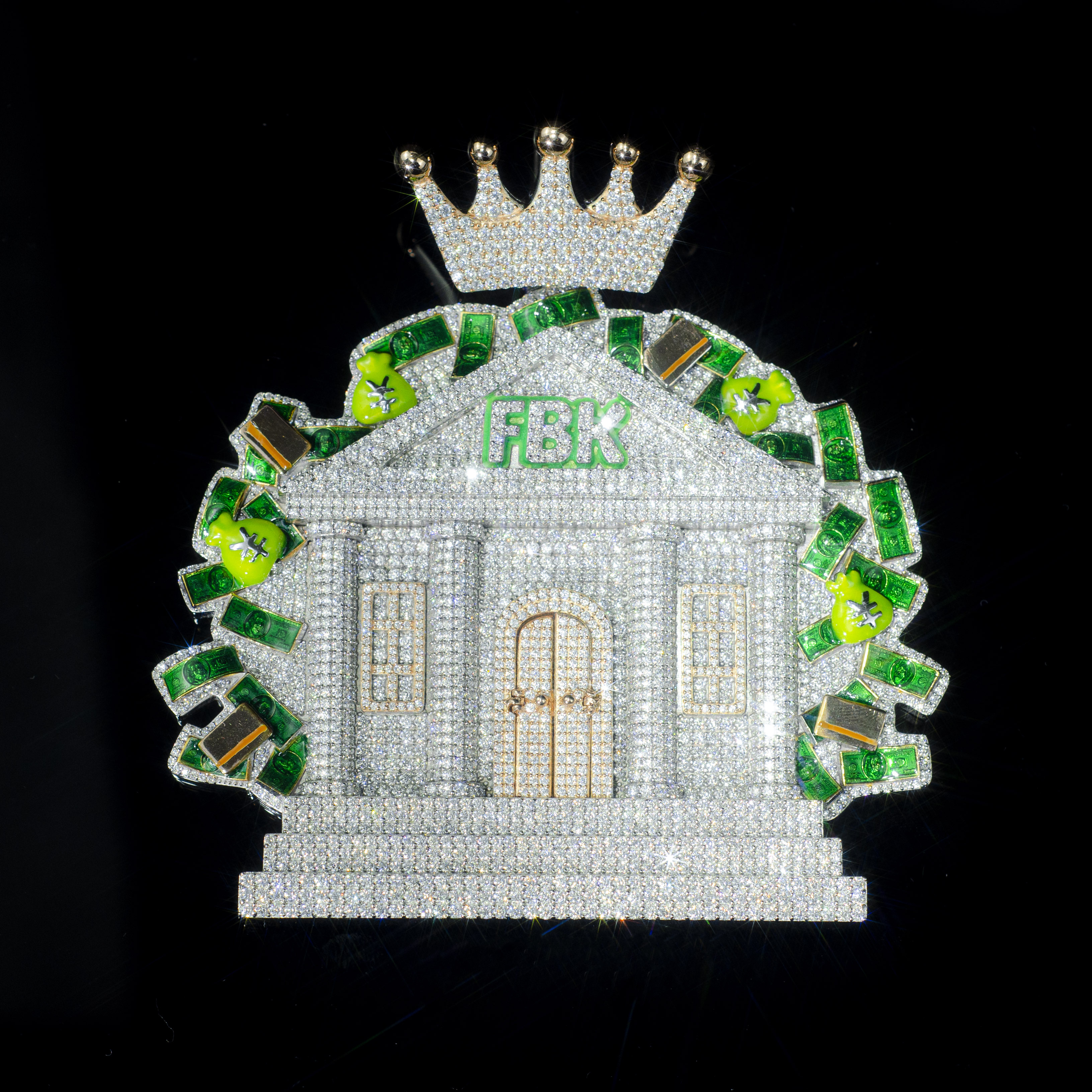 Custom Moissanite "House" Hip Hop Chain Enamel Logo Pendant