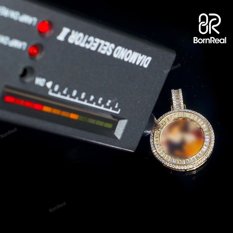 Custom Moissanite Mini Round Photo Pendant