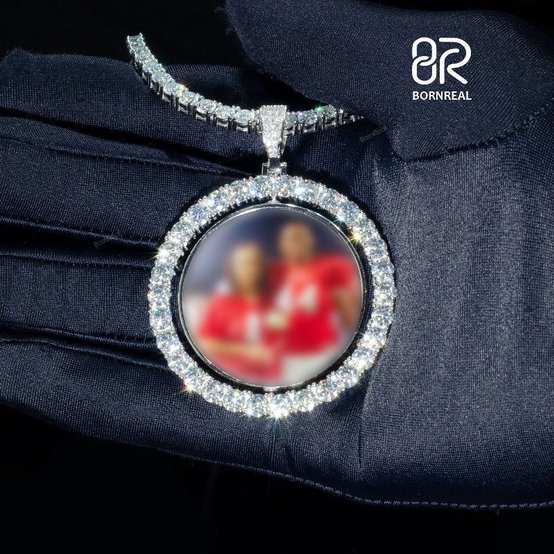Custom Moissanite Photo Round Chain Hip Hop Pendant For Men