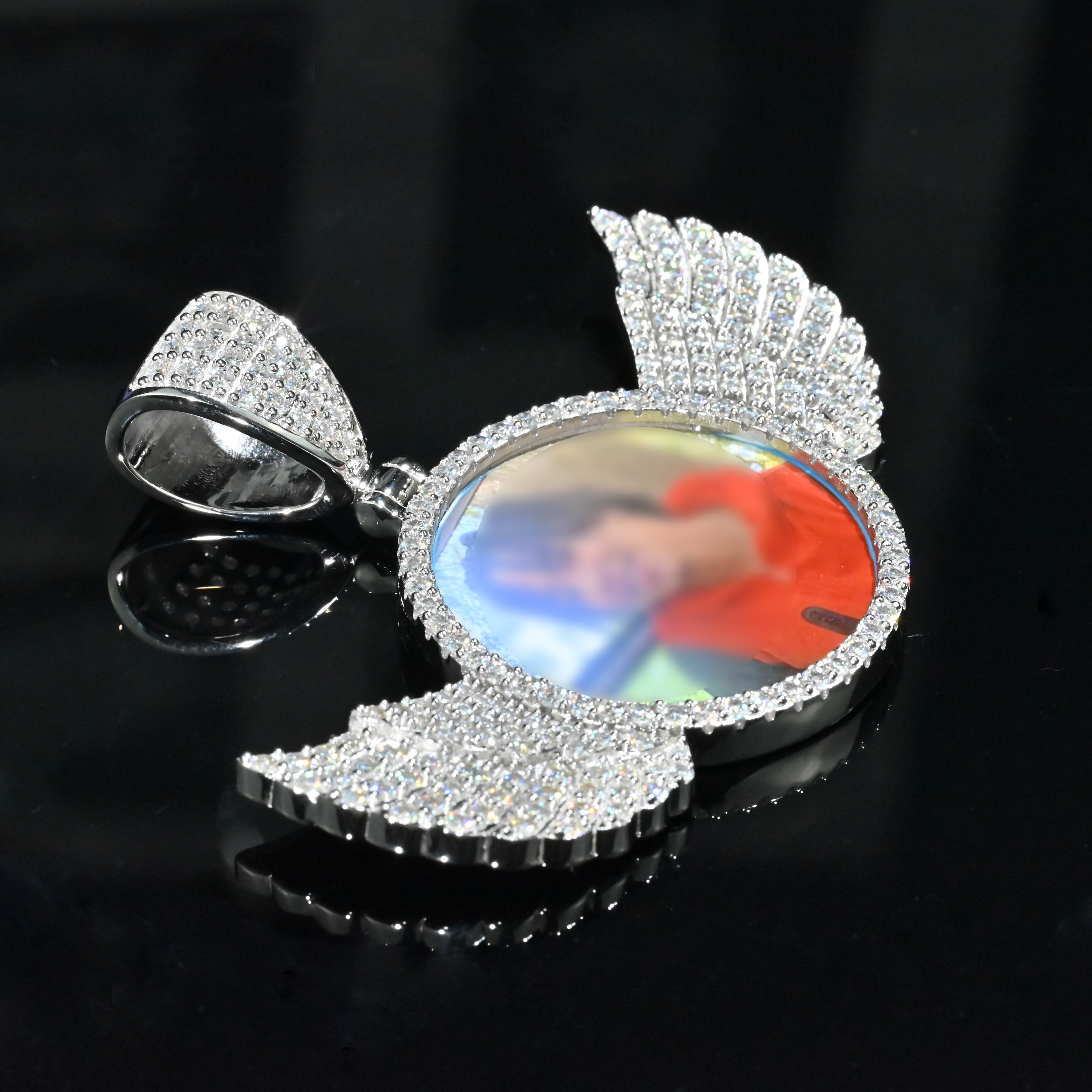 Custom Photo Hip Hop Pendant With Wings