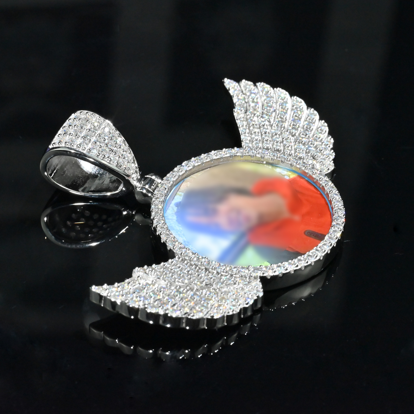 Custom Photo Hip Hop Pendant With Wings