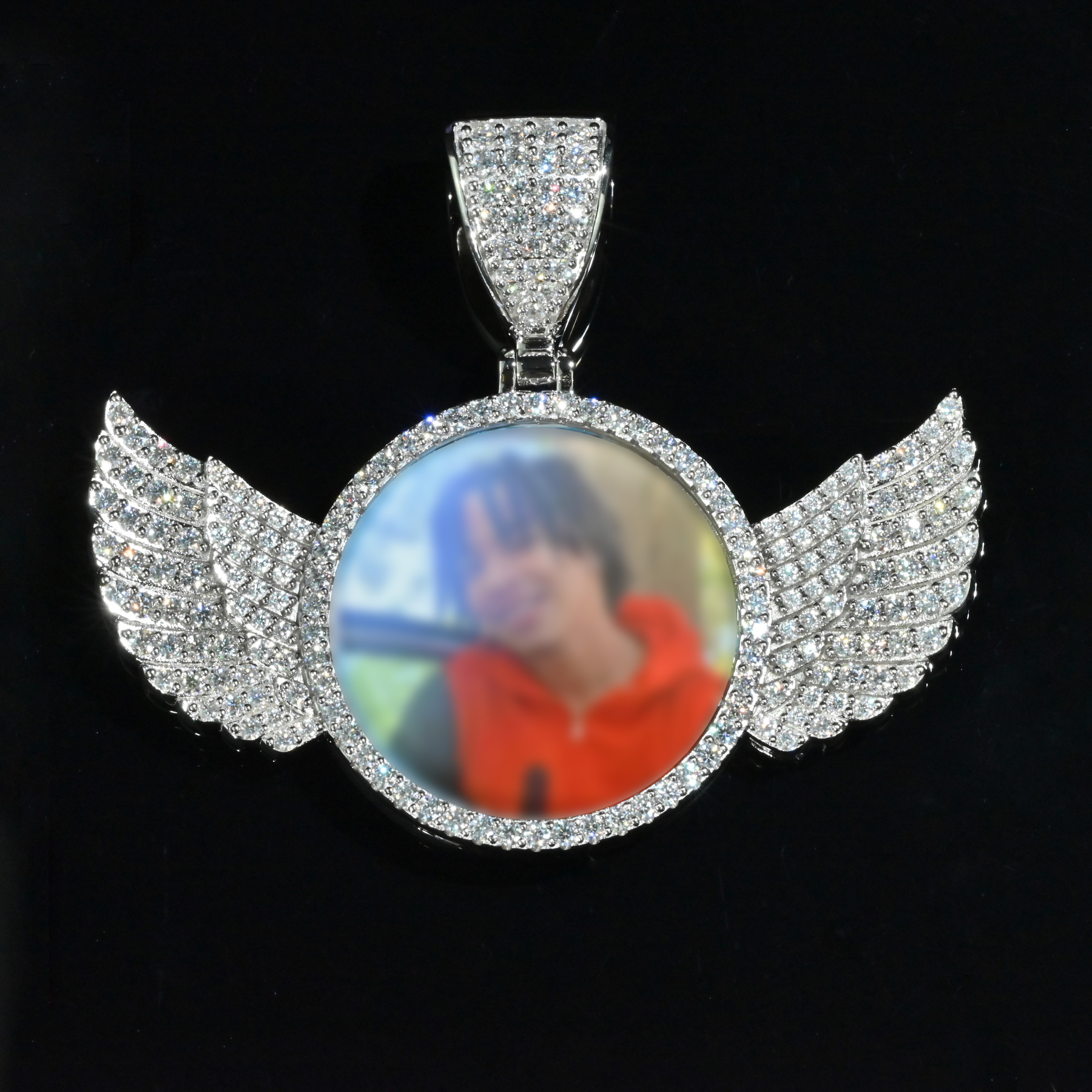 Custom Photo Hip Hop Pendant With Wings