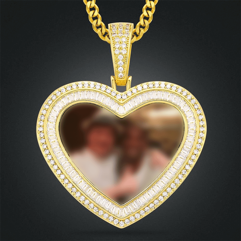 Customized Moissanite DIY Heart Shape Photo Pendant