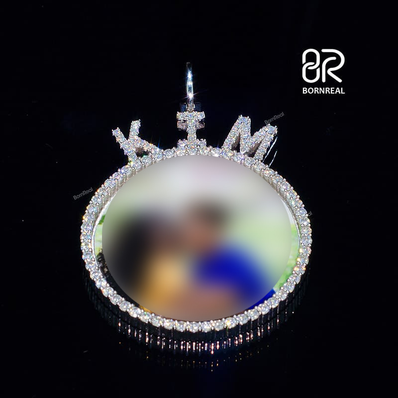 Custom VVS Moissanite Diamomd 925 Memory Photo Pendant