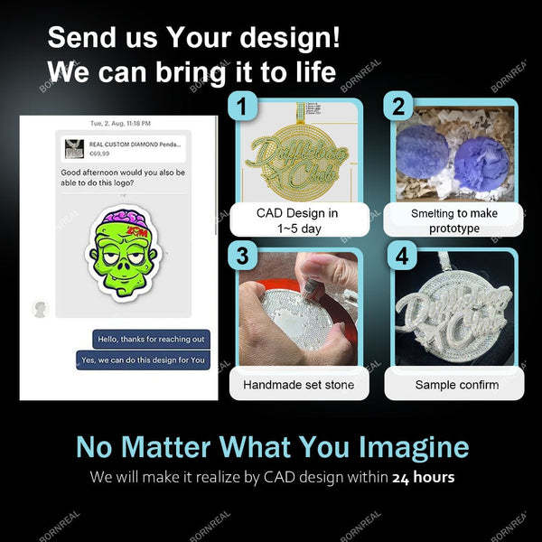 Custom Moissanite Enamel 925 Silver Iced Diamond Logo Pendant