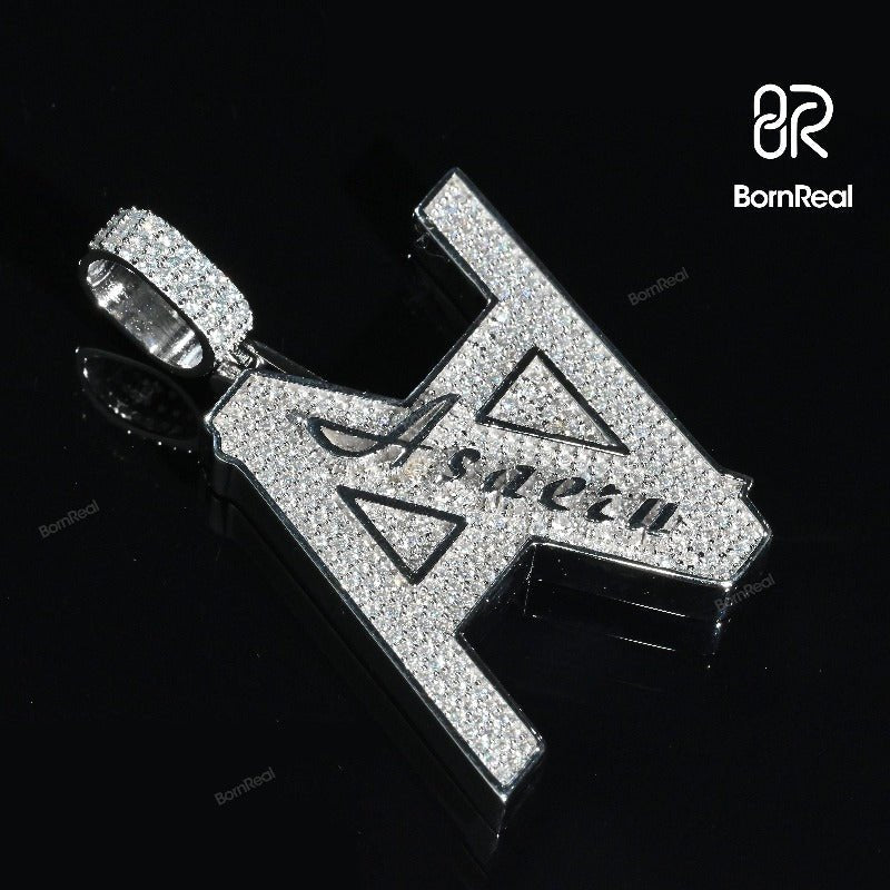 Custom Hip Hop Initial Double A Chain Moissanite diamond Letter Pendant For Men