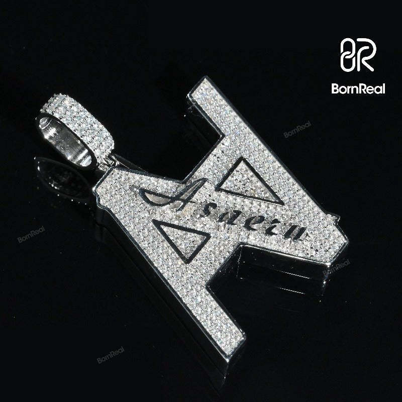 Custom Hip Hop Initial Double A Chain Moissanite diamond Letter Pendant For Men