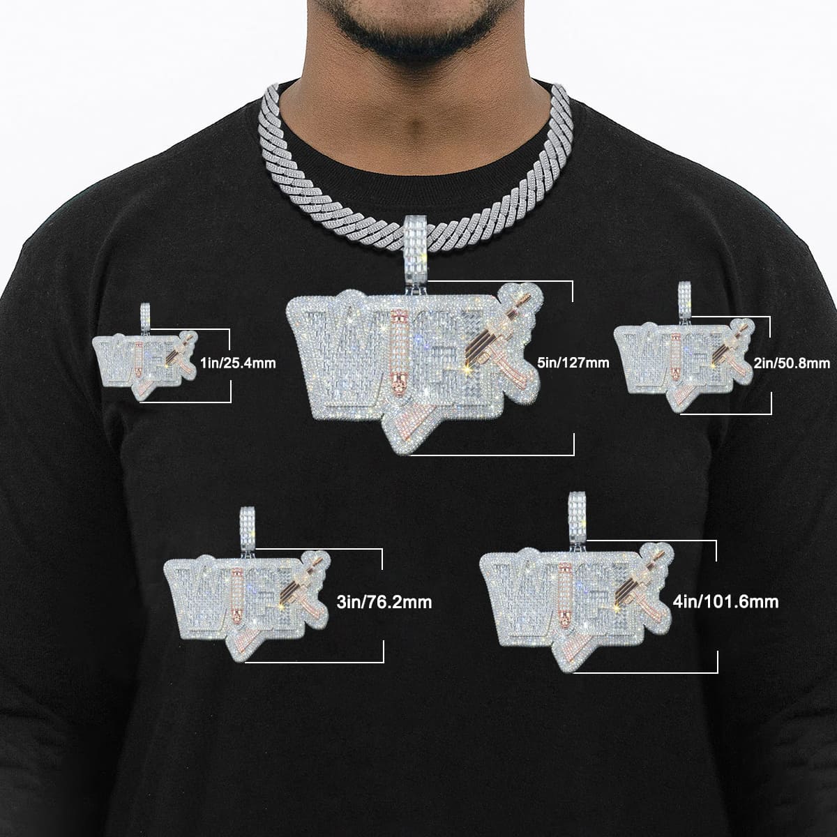 Custom VVS Moissanite Hip Hop Iced Out Chain Bling Logo Pendant For Men