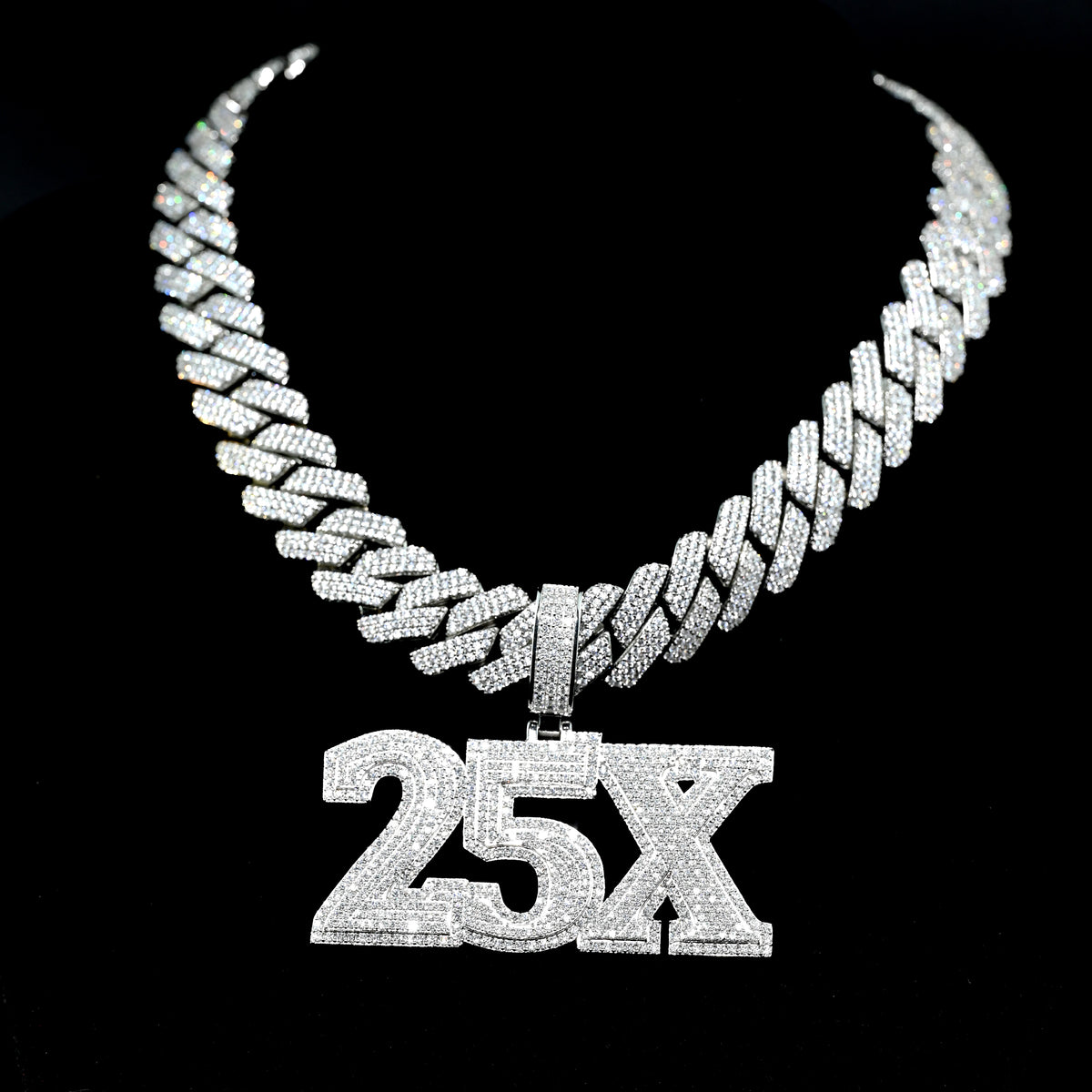 Custom Bust Down Moissanite Diamond 925 Silver Number Pendant