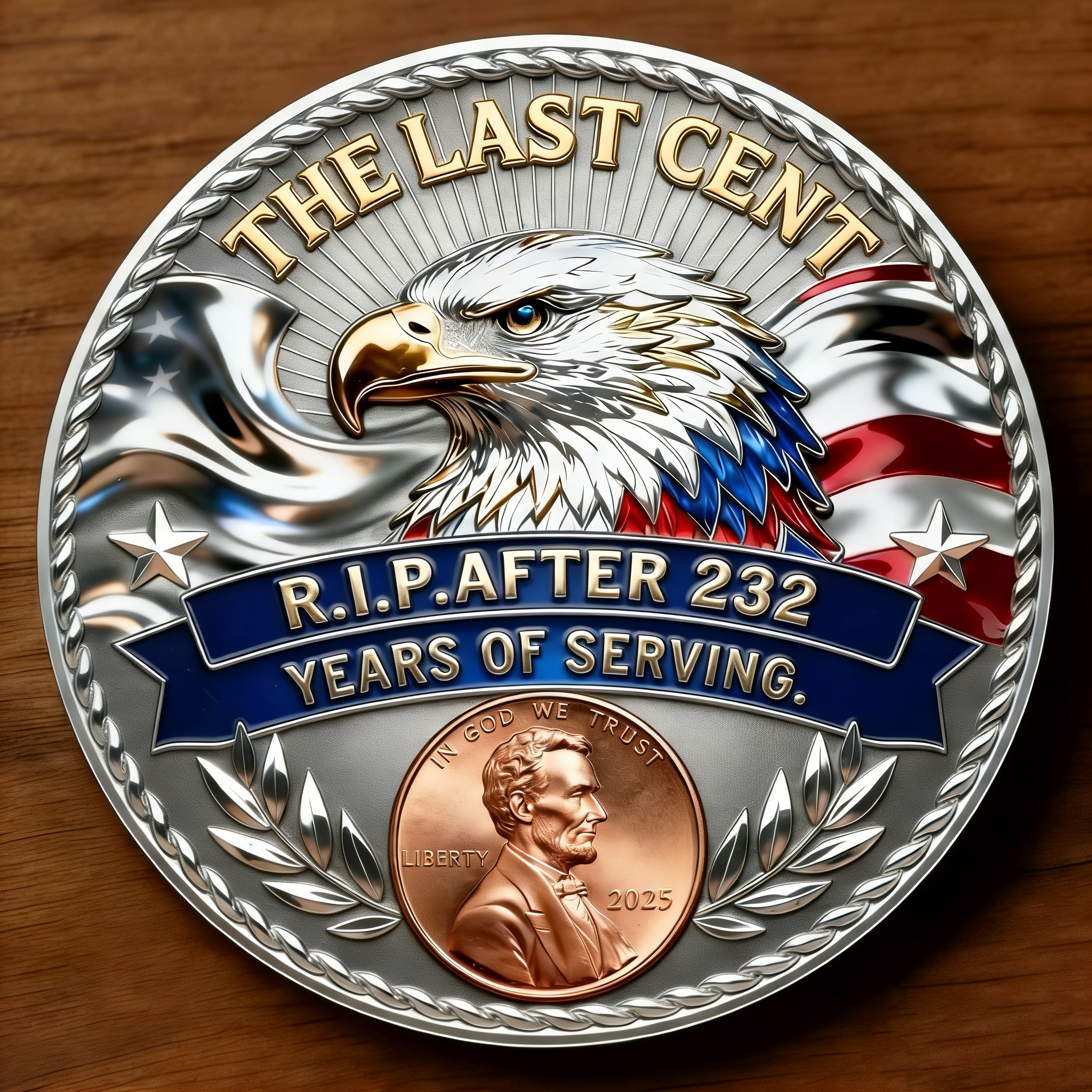 🏆The Last Cent Commemorative Coin - Smooth version
