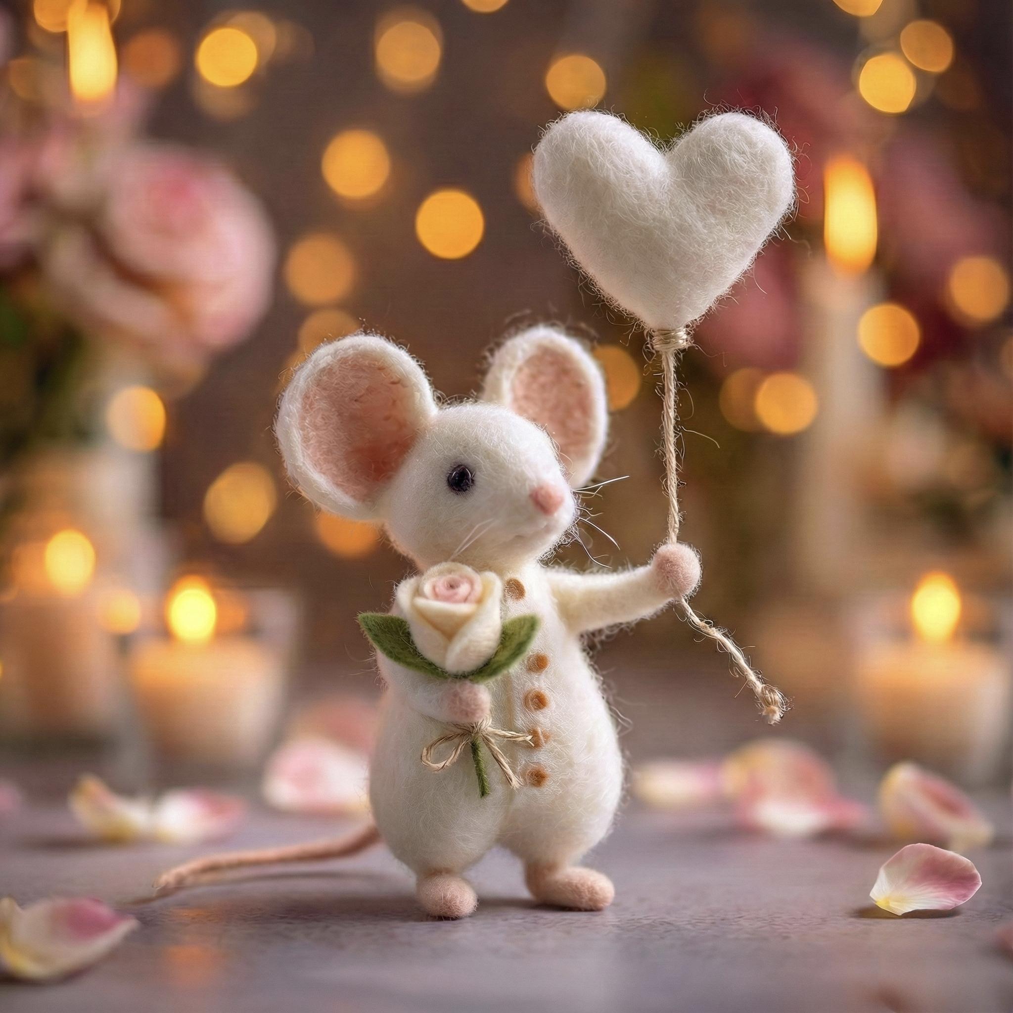 Needle Felted Mouse | Valentine's Day Gift💖