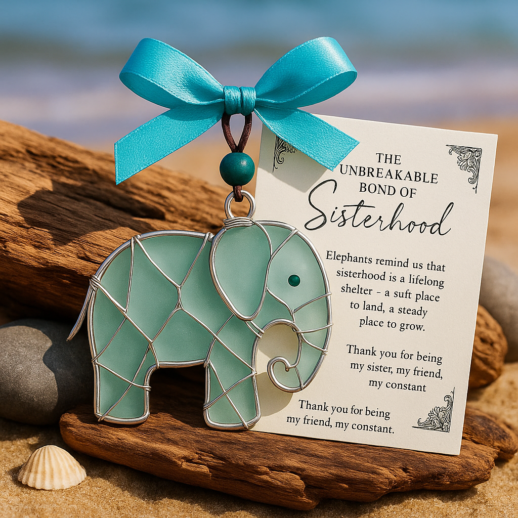 Sea Glass Elephant Sisterhood Ornament
