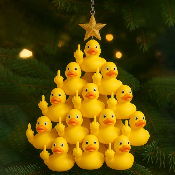 Middle Finger Duck Christmas Tree Ornament