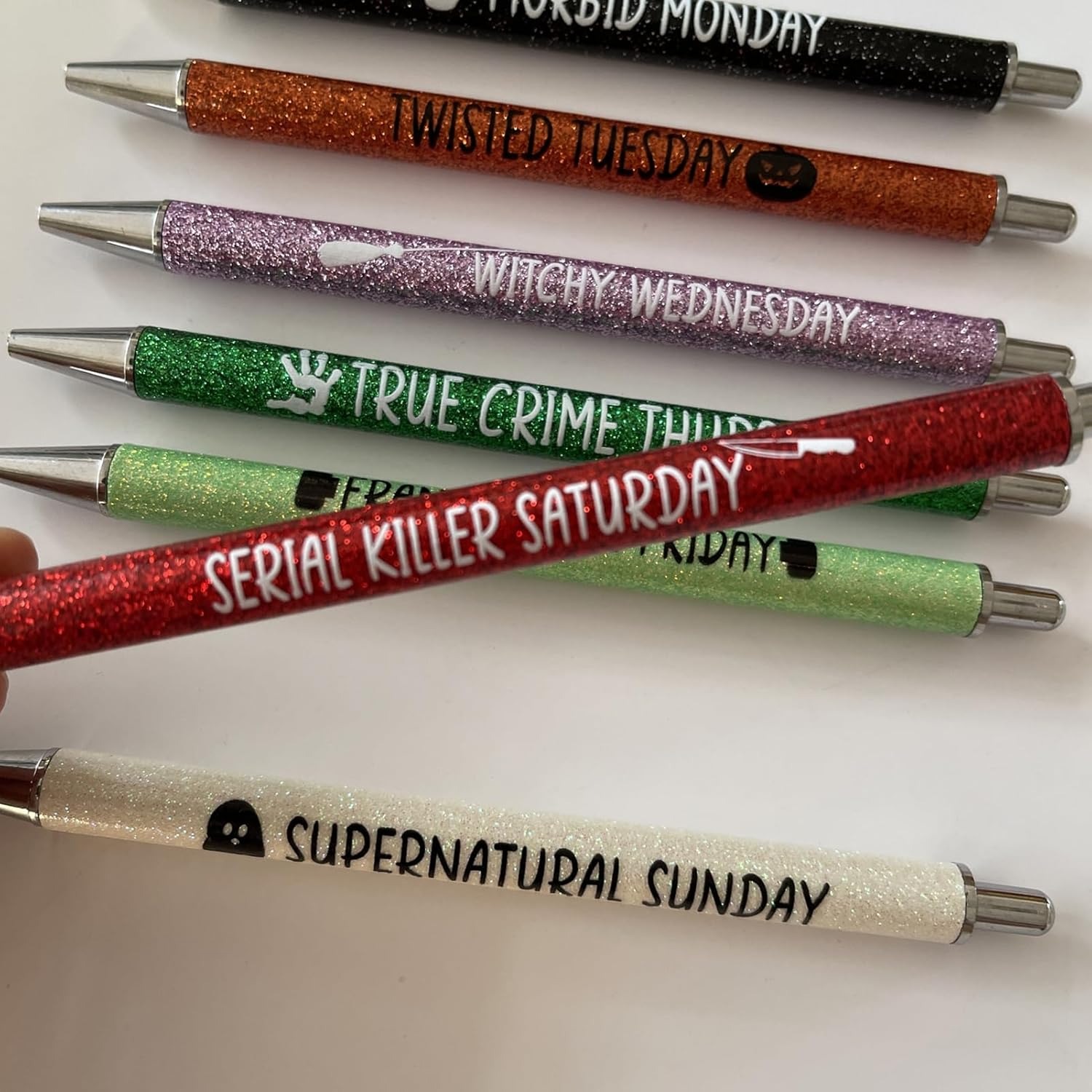 7 Pcs Colored Glitter Pen Set for Halloween