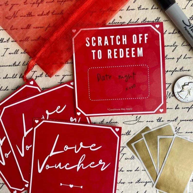 5Pcs DIY Scratch-Off Love Voucher Cards
