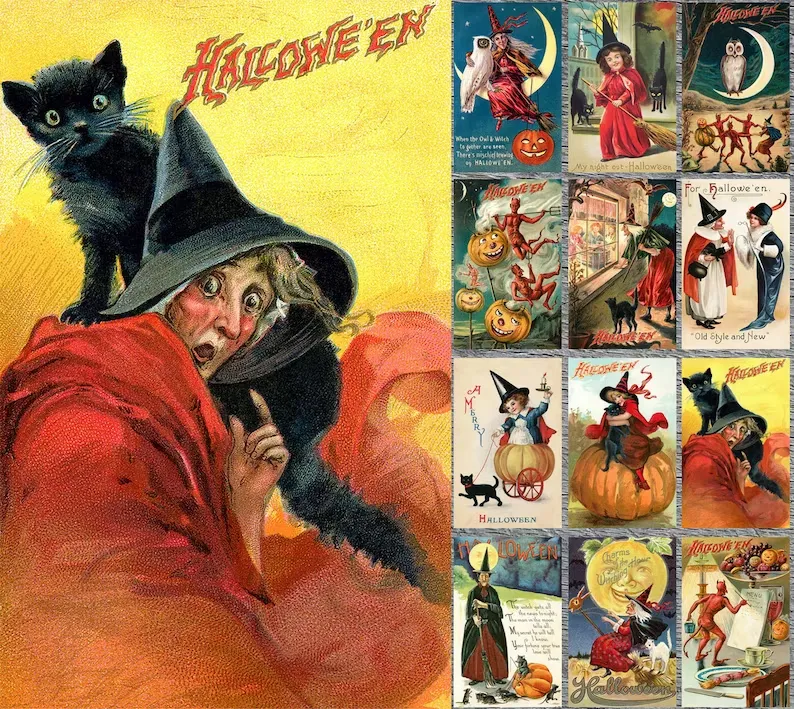 🎃🎁Vintage Halloween Postcard