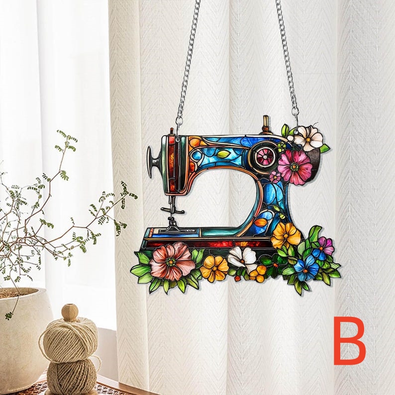 Cute Sewing Machine Suncatcher Ornament