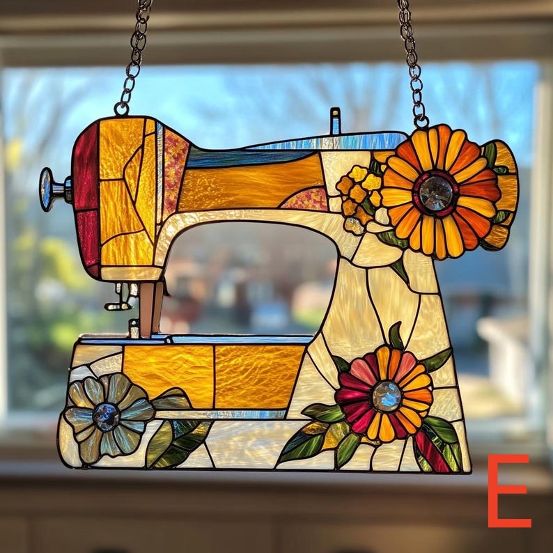 Cute Sewing Machine Suncatcher Ornament