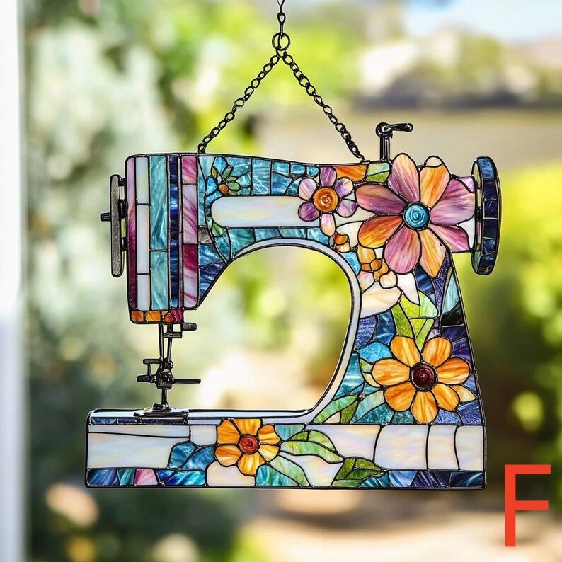 Cute Sewing Machine Suncatcher Ornament