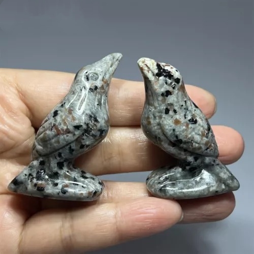 Natural Emberlite Crow Statue Handcrafted