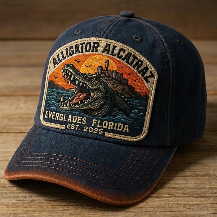 Alcatraz Crocodile Embroidered Cap