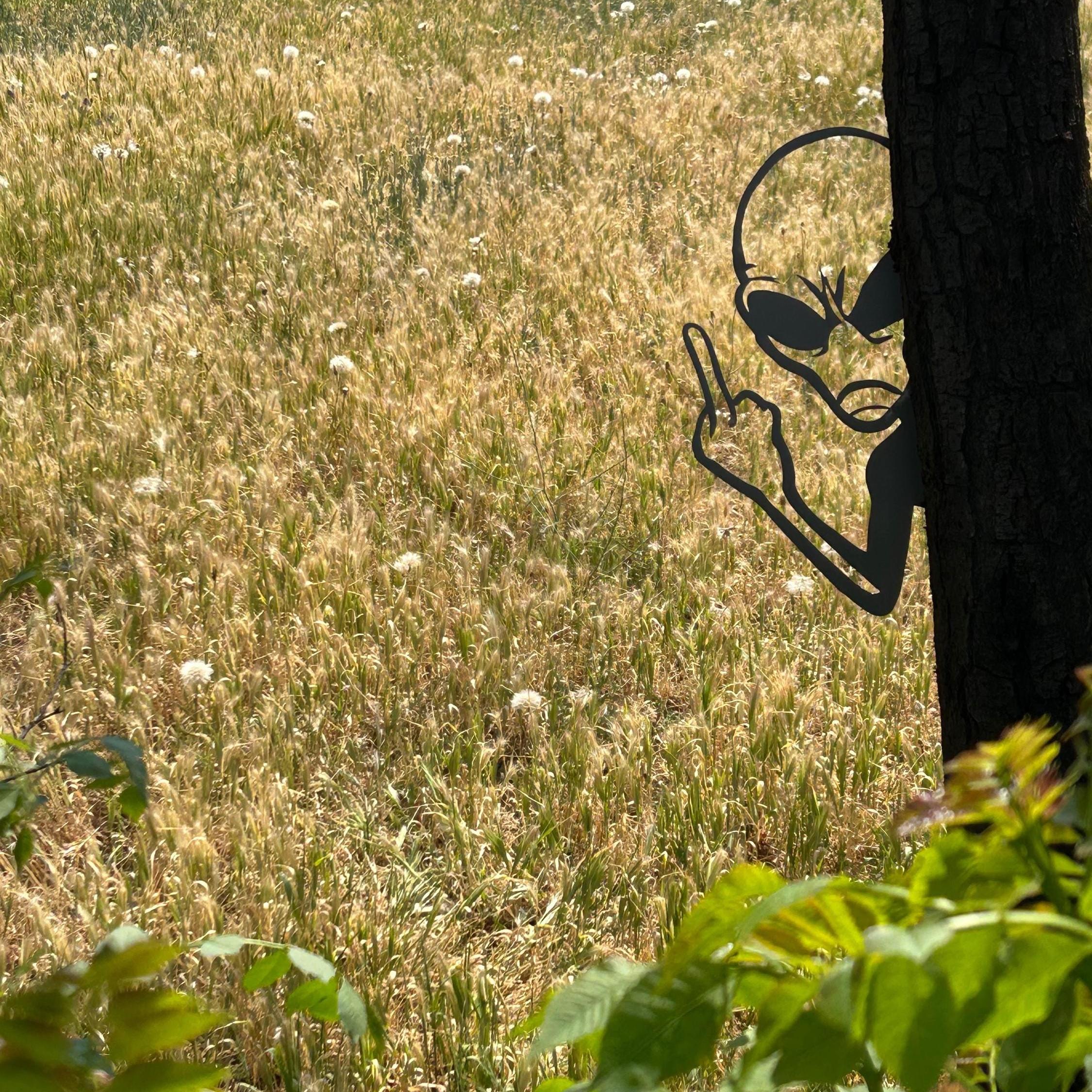 👽Funny Peek-a-Boo Alien Metal Sign