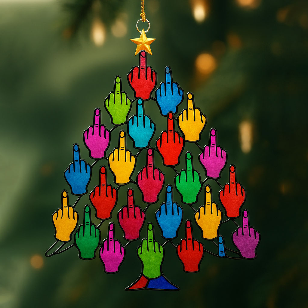 Middle Finger Christmas Tree Ornament