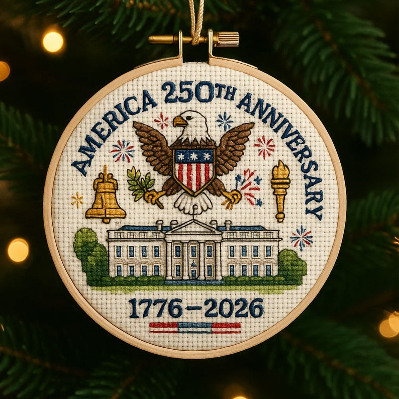 US 250th Anniversary Cross Stitch Ornament