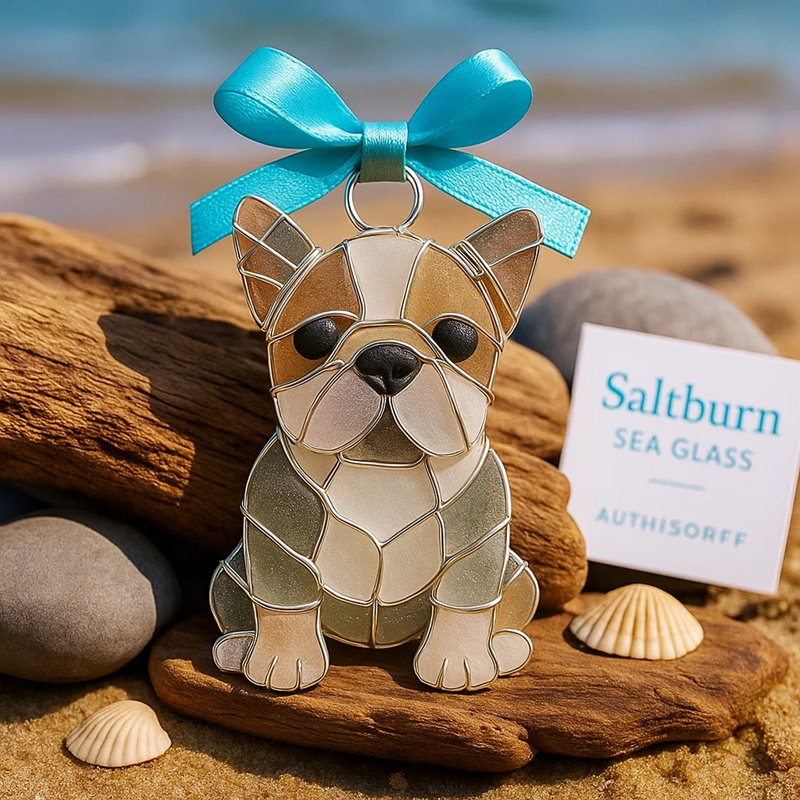 🌊 Handmade Sea Glass Dog Ornament
