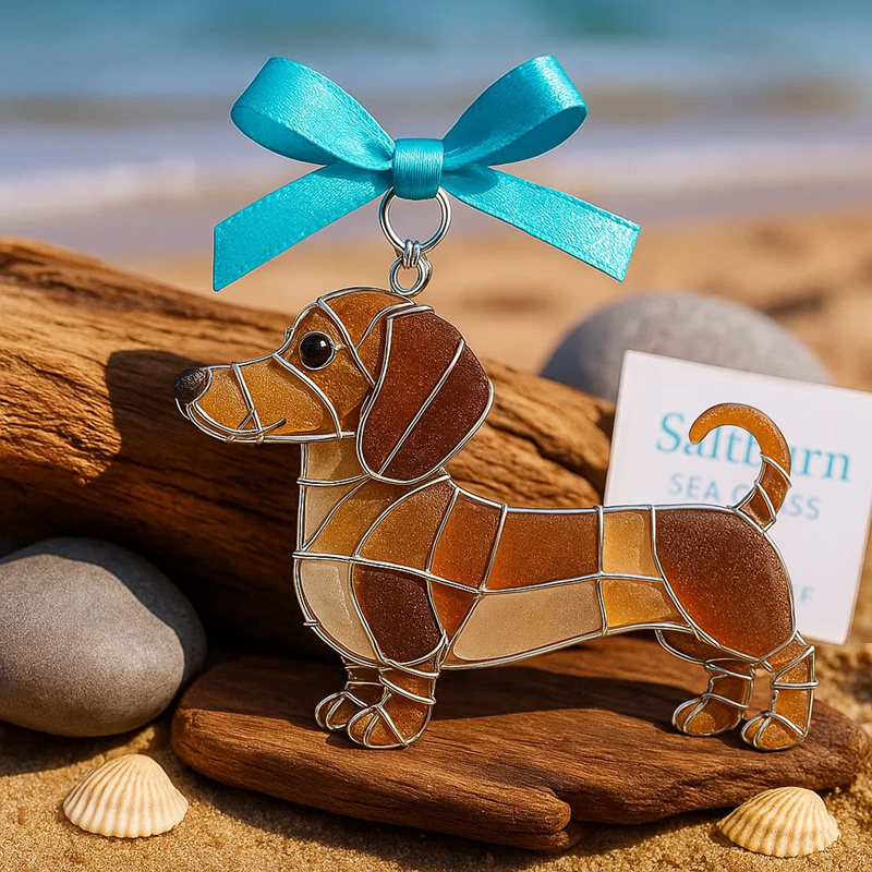 🌊 Handmade Sea Glass Dog Ornament