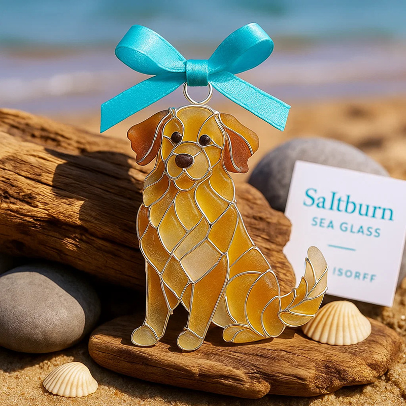 🌊 Handmade Sea Glass Dog Ornament