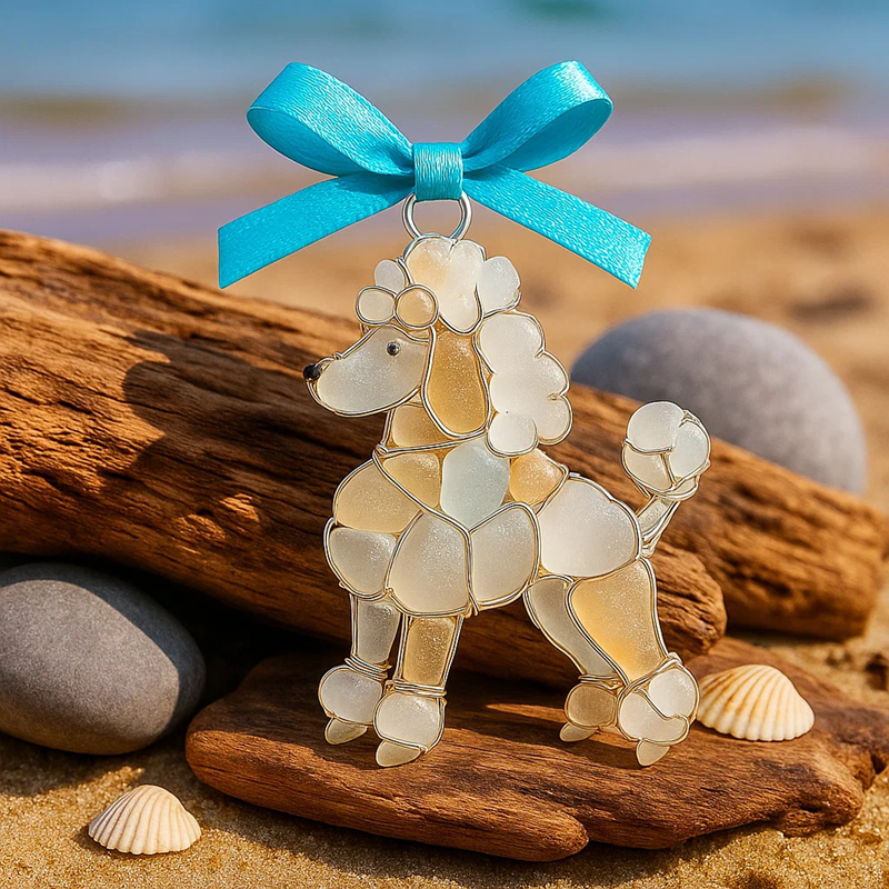 🌊 Handmade Sea Glass Dog Ornament