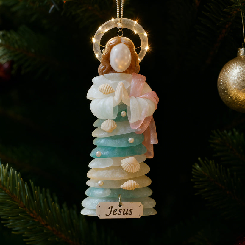 Radiant Sea-Glass Jesus Ornament