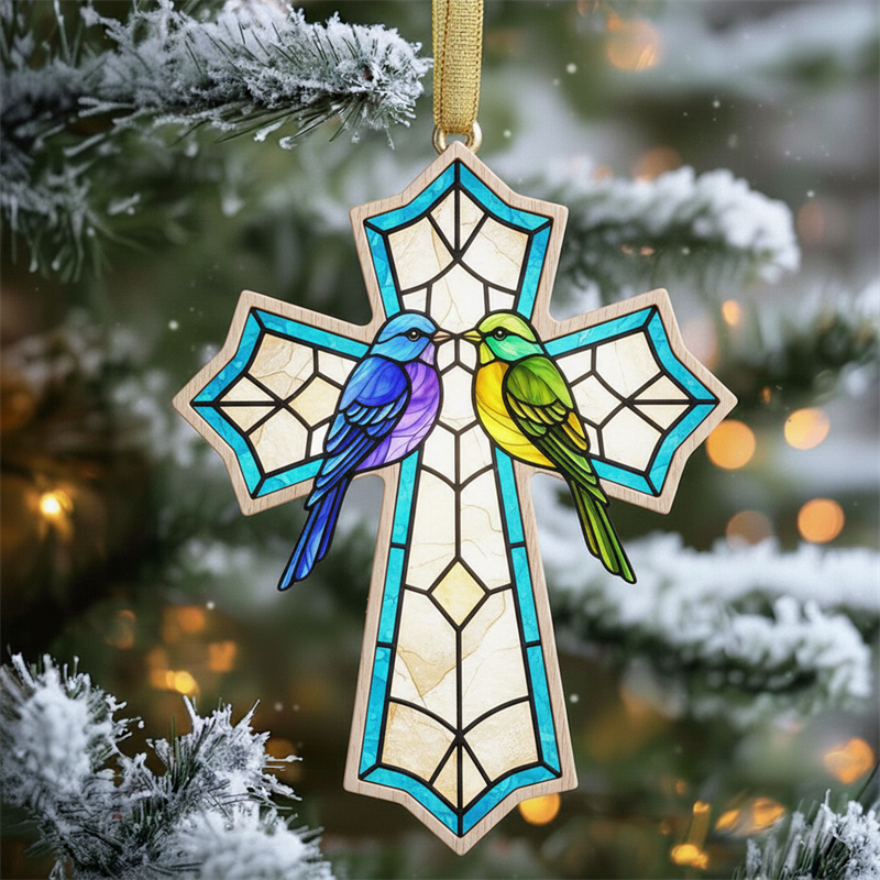 🐦Birdsong and the Light of Faith: Exquisite Cross Ornament Collection