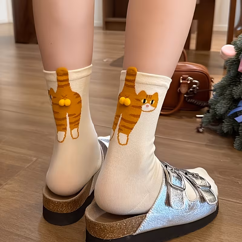 🐱🍑Funny 3D Kitty Butt Socks for Women – Adorable Design for Daily Fun