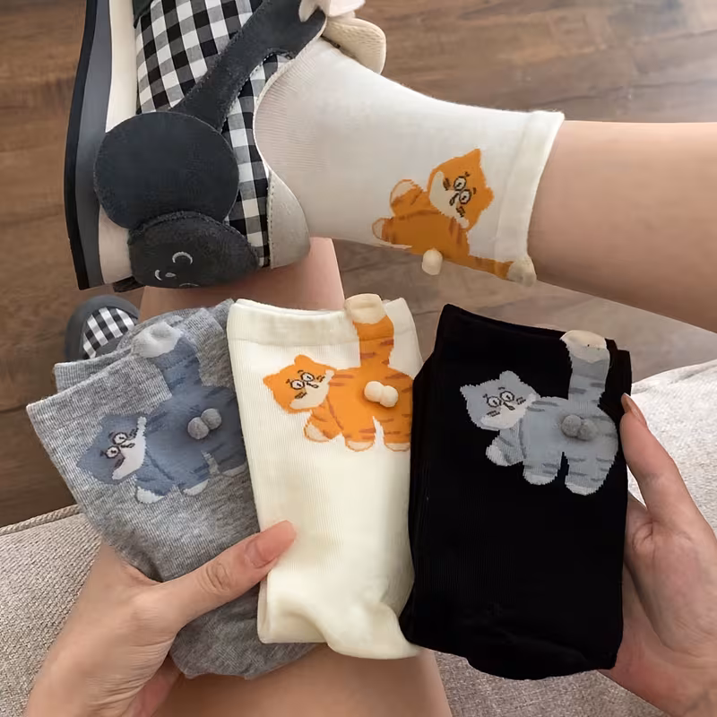🐱🍑Funny 3D Kitty Butt Socks for Women – Adorable Design for Daily Fun