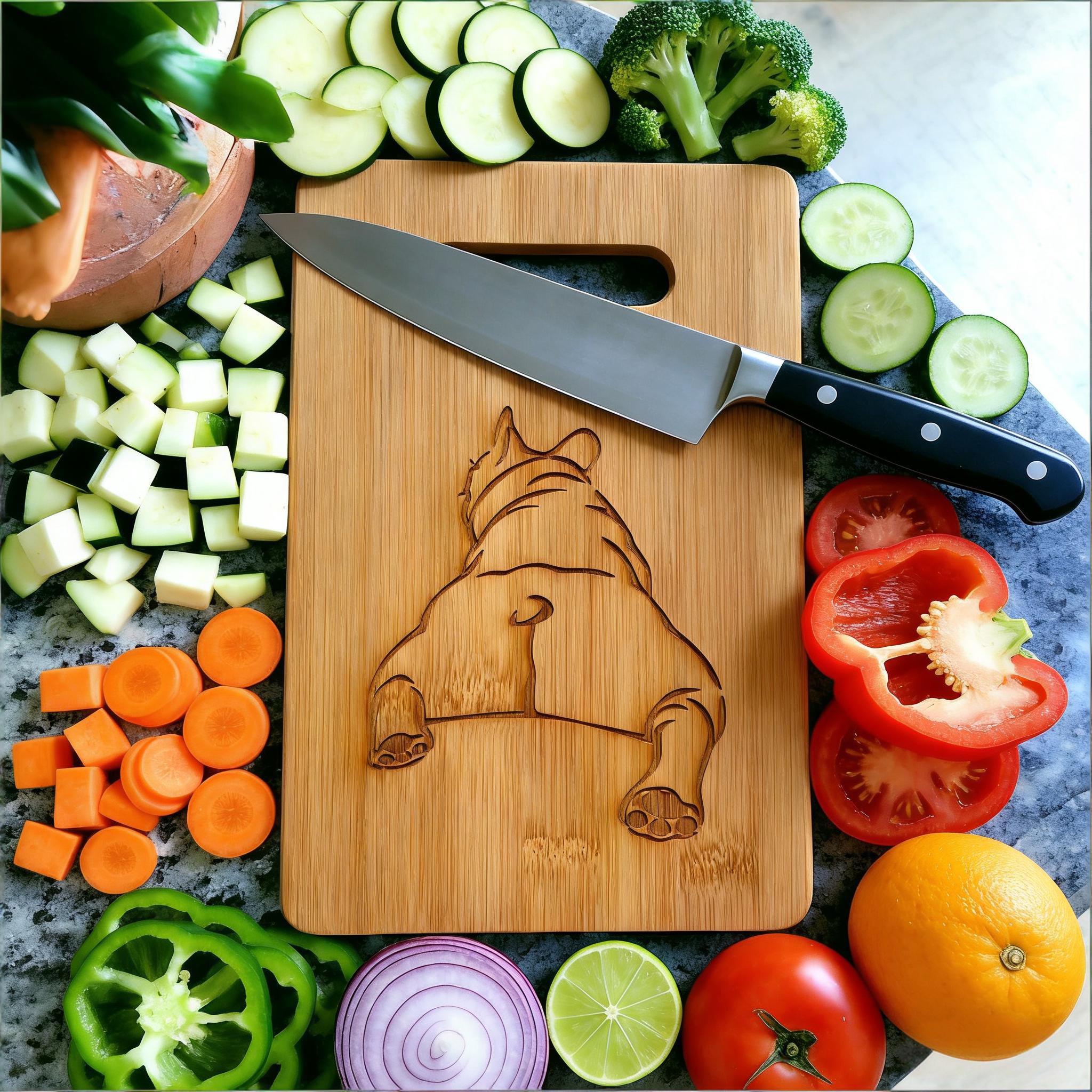 Fun Dog Butt Design Engraved Bamboo Cutting Board