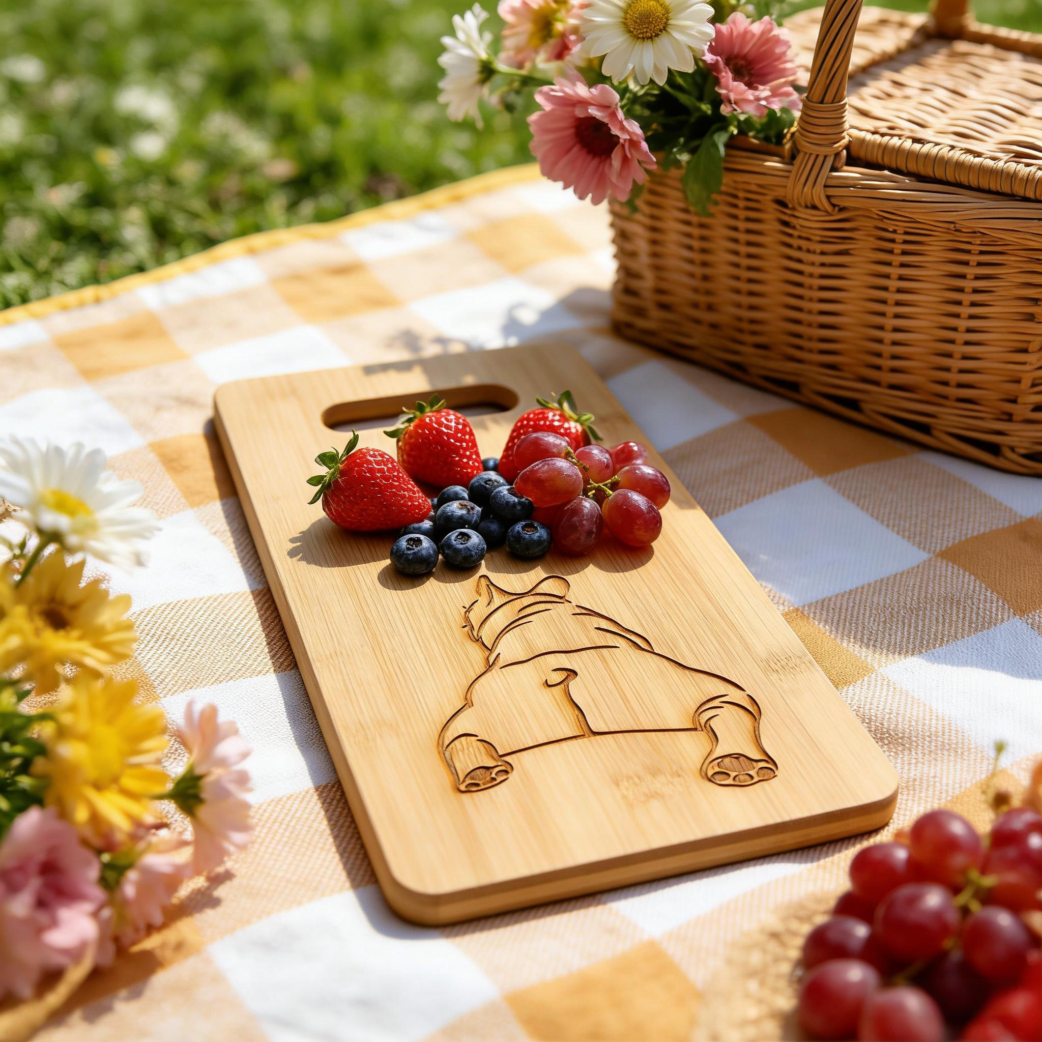 Fun Dog Butt Design Engraved Bamboo Cutting Board
