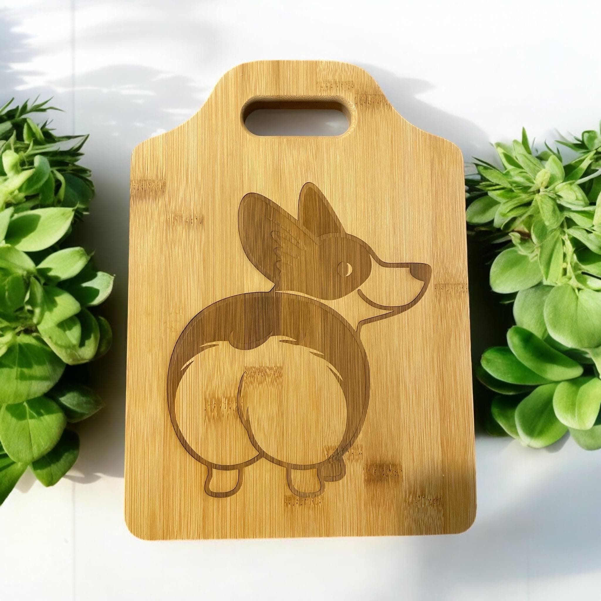 Fun Dog Butt Design Engraved Bamboo Cutting Board