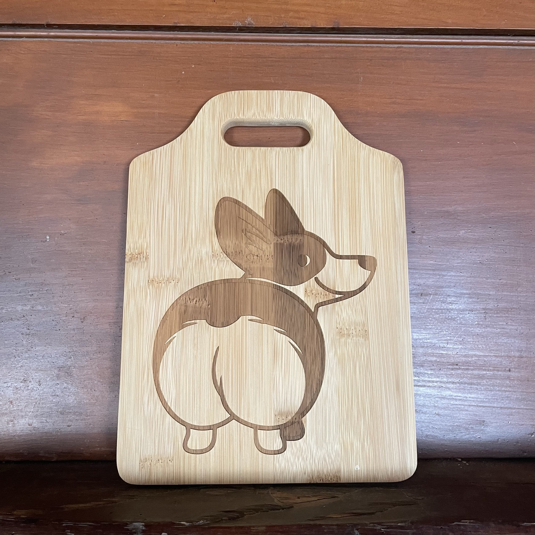 Fun Dog Butt Design Engraved Bamboo Cutting Board