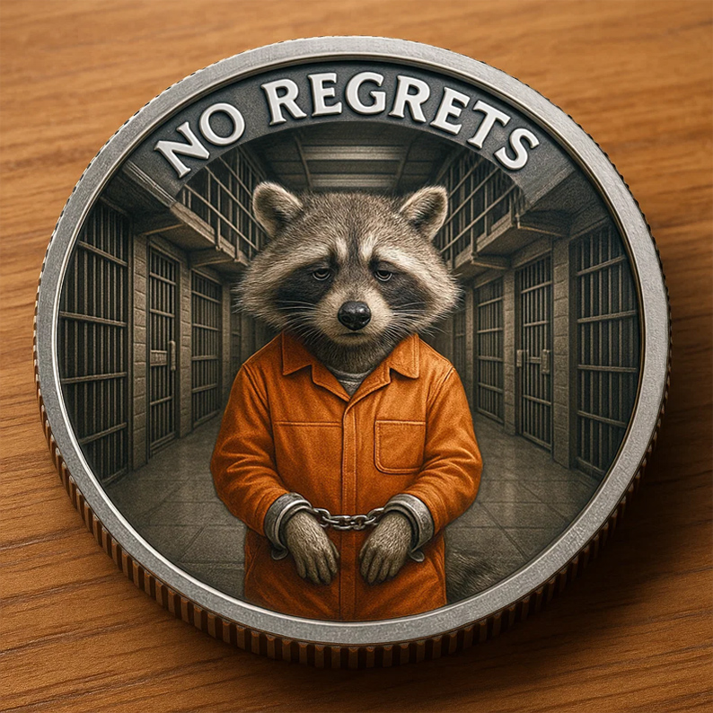 Funny Drunk Raccoon Challenge Coin