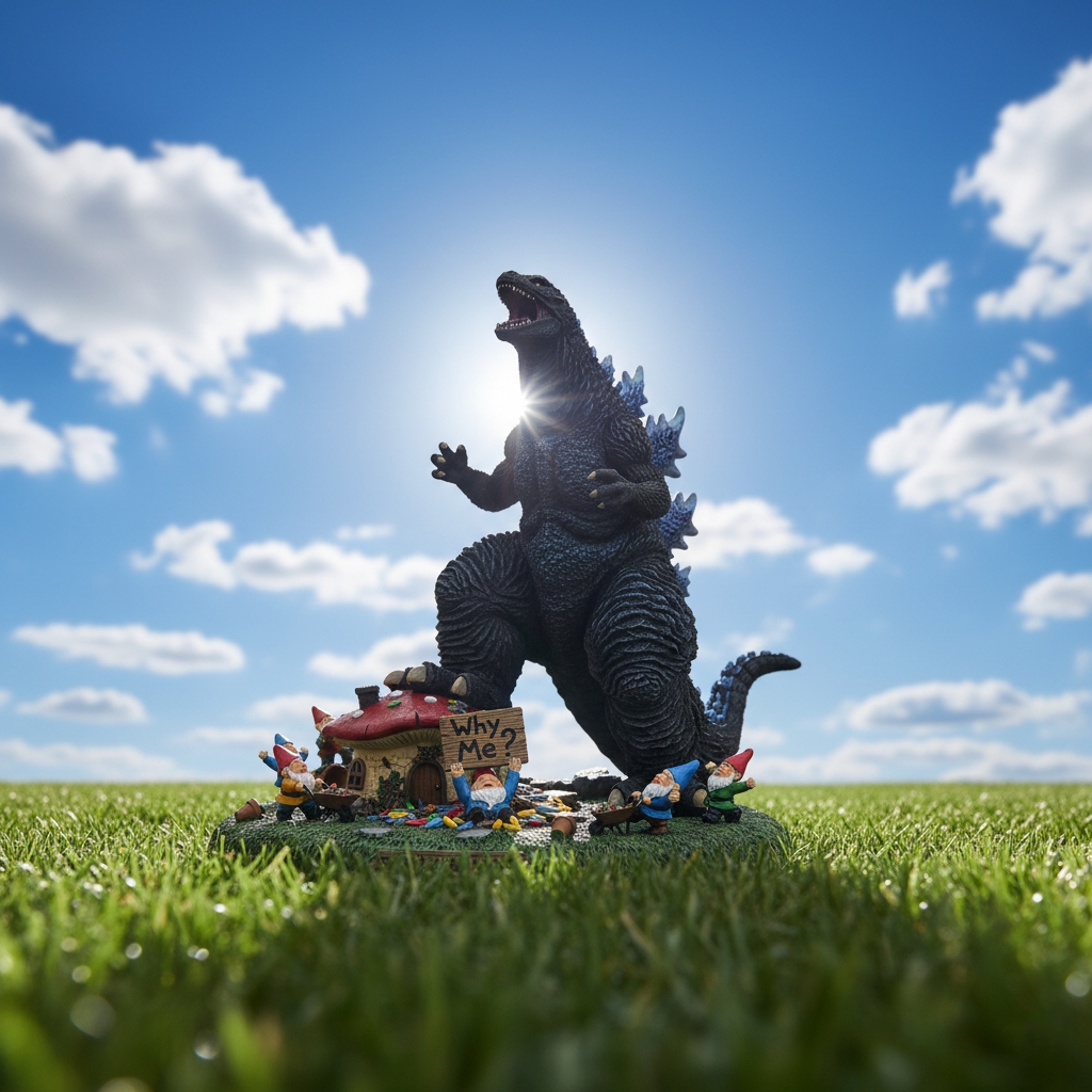 🎁The Great Garden Rampage: Giant Kaiju vs. Gnomes Statue | Hilarious Lawn Decor & Prank Gift