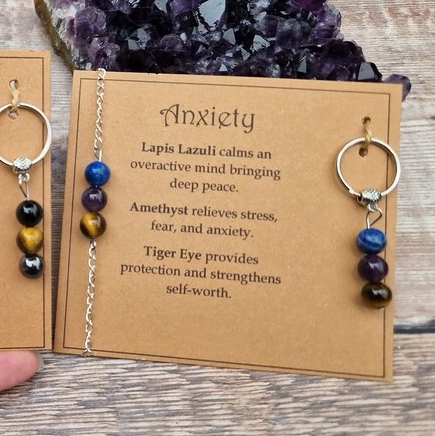 💖Emotional Support Gemstone Bracelet & Keychain