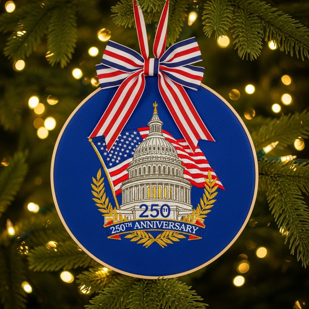 US 250th Anniversary Cross Stitch Ornament