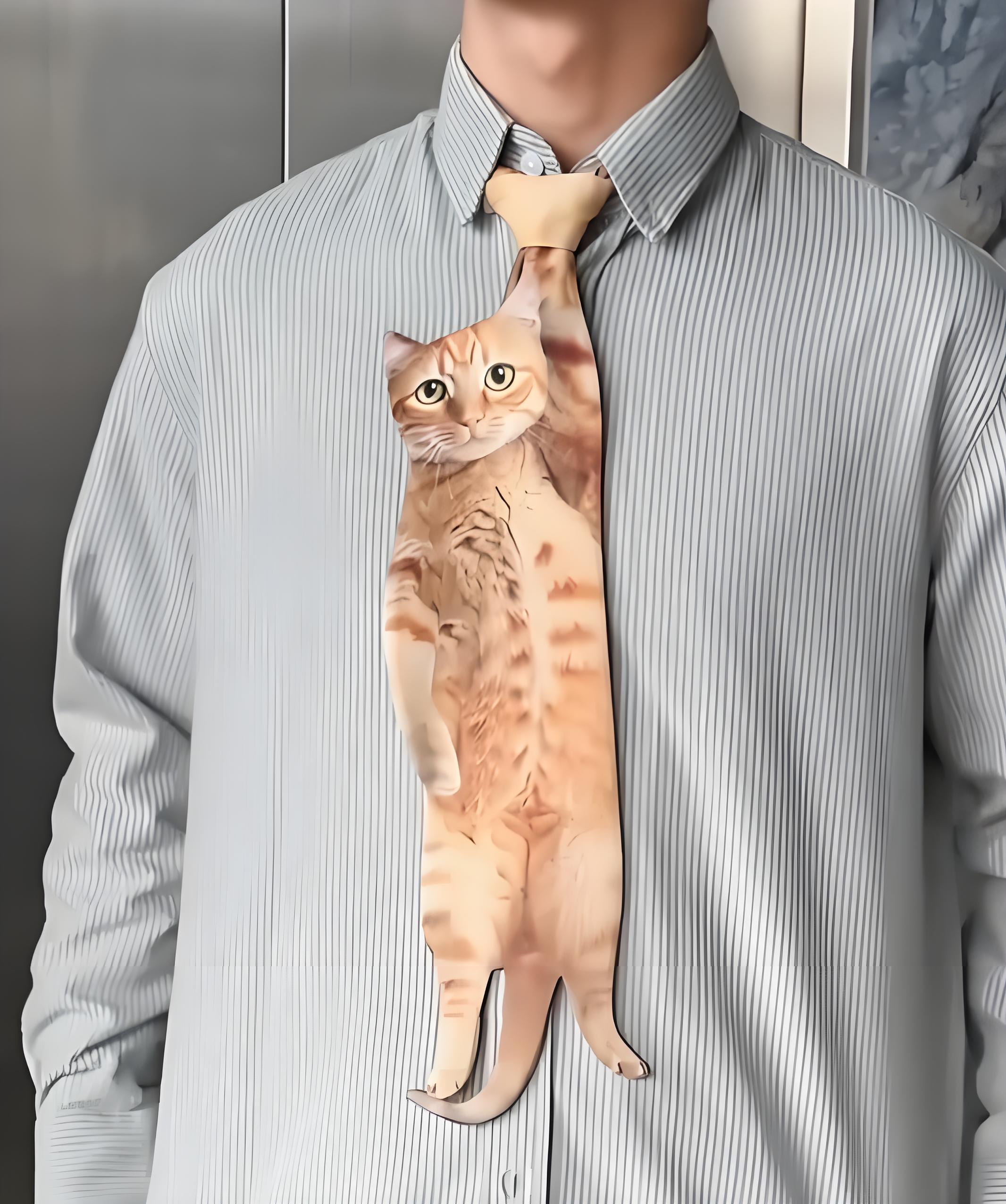Cute Realistic Cat Tie