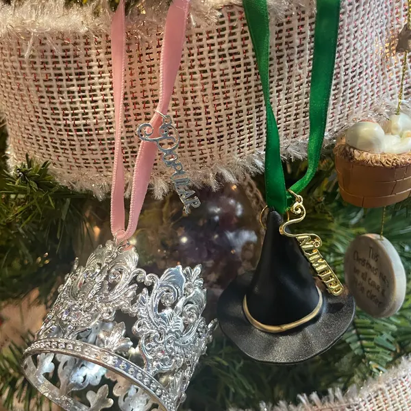 Pink & Green Witch Ornament