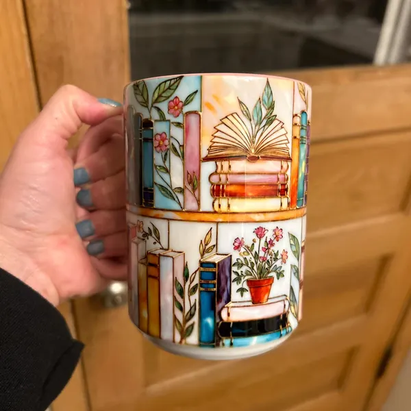 Floral Bookshelf Mug